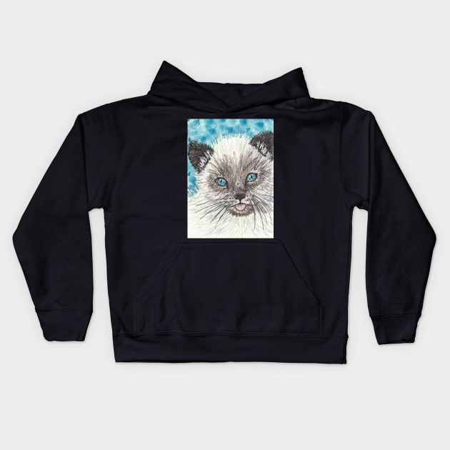 Siamese kitten cat painting Kids Hoodie by SamsArtworks